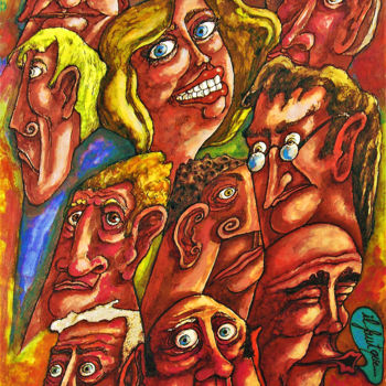 Schilderij getiteld "Il faut que..." door Christophe Gol, Origineel Kunstwerk, Gouache