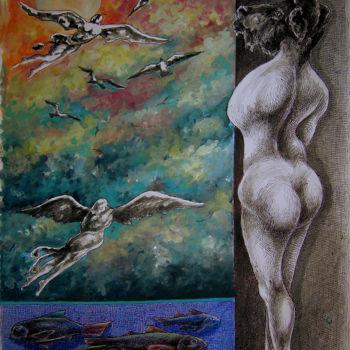 Peinture intitulée "L'envol au-dessus d…" par Christophe Gol, Œuvre d'art originale, Acrylique