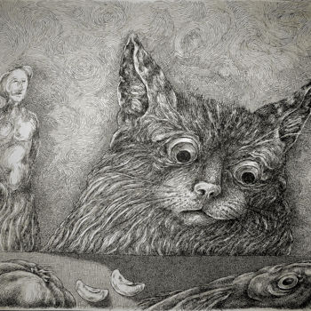 「Expression familière」というタイトルの描画 Christophe Golによって, オリジナルのアートワーク, インク