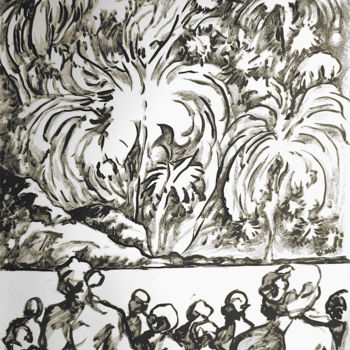 Disegno intitolato "Bouquet final" da Christophe Gol, Opera d'arte originale, Inchiostro