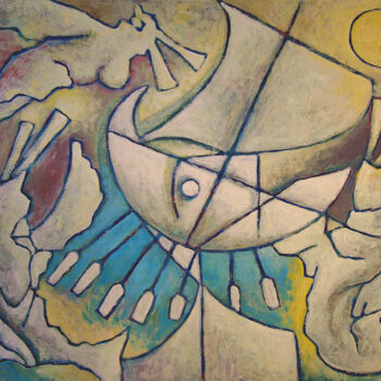 Картина под названием "Les sirènes" - Christophe Gol, Подлинное произведение искусства, Акрил Установлен на Деревянная панель