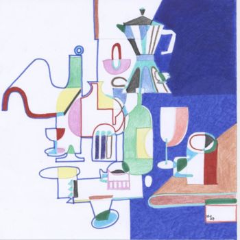 Peinture intitulée "La cafetiére" par Christophe Marcel, Œuvre d'art originale