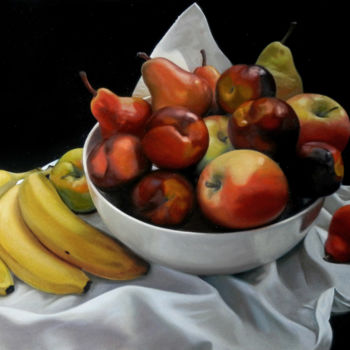 Painting titled "China bowl of fruti…" by Christopher David Moore, Original Artwork