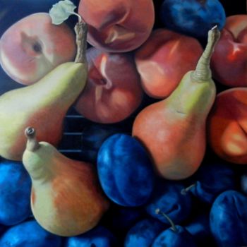 Painting titled "peaches, plums and…" by Christopher David Moore, Original Artwork