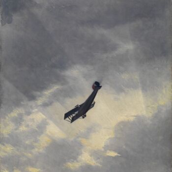 Peinture intitulée "Taube poursuivi par…" par Christopher Nevinson, Œuvre d'art originale, Huile