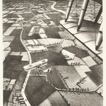 Drawing titled "Dans les airs" by Christopher Nevinson, Original Artwork, Pencil