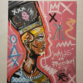 Painting titled "Pharaon" by Christopher Normandin (Dark art), Original Artwork, Acrylic Mounted on Wood Stretcher frame