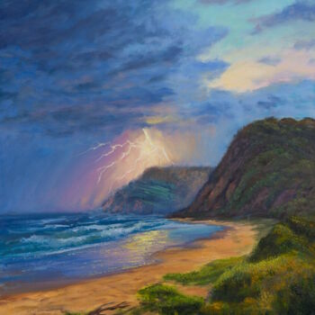 Pintura intitulada "Storm on the Ocean…" por Christopher Vidal, Obras de arte originais, Óleo