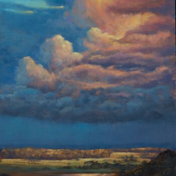 Painting titled "Last light on Storm…" by Christopher Vidal, Original Artwork, Oil Mounted on Aluminium