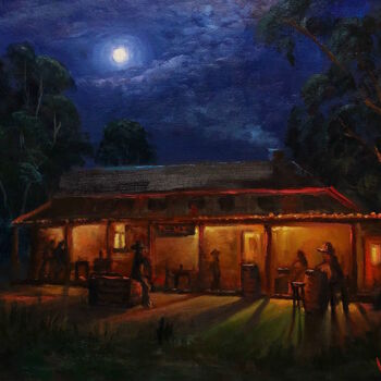 Painting titled "Full Moon at Parach…" by Christopher Vidal, Original Artwork, Oil