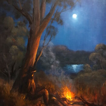 Painting titled "Silence of the Night" by Christopher Vidal, Original Artwork, Oil Mounted on Aluminium