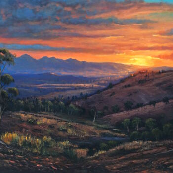 Картина под названием "A sunset view on th…" - Christopher Vidal, Подлинное произведение искусства, Масло