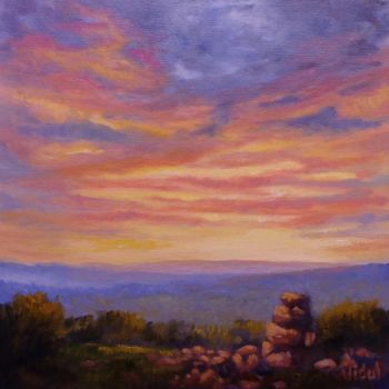 Malerei mit dem Titel "Sunset Sky 1" von Christopher Vidal, Original-Kunstwerk, Öl