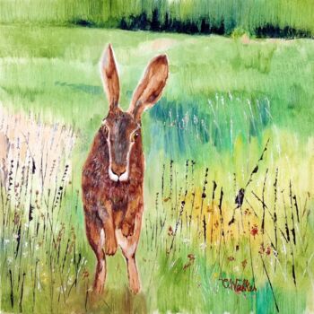 Painting titled "Hare" by Christopher Walker, Original Artwork, Oil