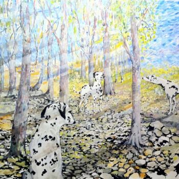 Pittura intitolato "Spot the Dogs" da Christopher Walker, Opera d'arte originale, Olio