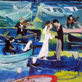 Schilderij getiteld "Shipboard Romance" door Christopher Walker, Origineel Kunstwerk, Olie