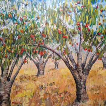 Картина под названием "Cherry Time" - Christopher Walker, Подлинное произведение искусства, Масло Установлен на Деревянная р…