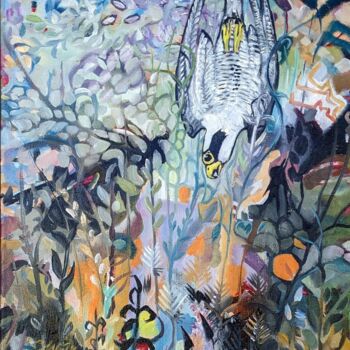 제목이 "Peregrine"인 미술작품 Christopher Walker로, 원작, 기름 나무 들것 프레임에 장착됨