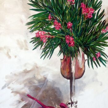 Painting titled "Laurier-rose Bouquet" by Christopher Walker, Original Artwork, Oil