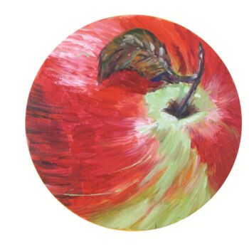Painting titled "Striped Apple-6" by Christopher Walker, Original Artwork, Oil