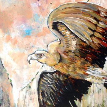 Schilderij getiteld "Griffon Vulture (Gy…" door Christopher Walker, Origineel Kunstwerk, Olie