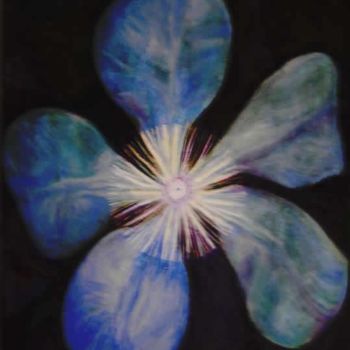 Painting titled "Blue Flower" by Miller Chris, Original Artwork, Oil