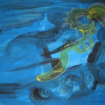 Malerei mit dem Titel "The yellow woman." von Christophe Vleminckx, Original-Kunstwerk, Öl
