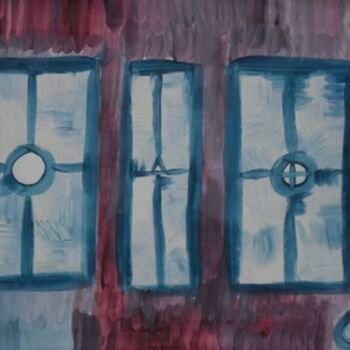 Painting titled "Three Doors." by Christophe Vleminckx, Original Artwork, Oil