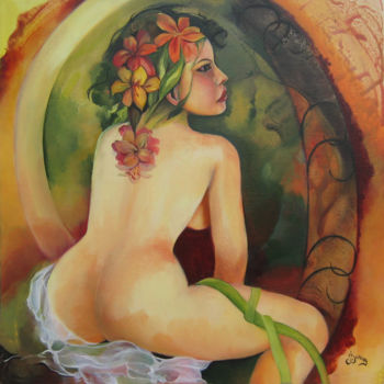 Painting titled "Maéva" by Christiane Surian, Original Artwork, Oil Mounted on Wood Stretcher frame