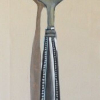 Schilderij getiteld "Silver Fork" door Christy Carrithers-Vesci, Origineel Kunstwerk, Olie