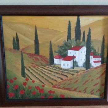 Painting titled "Landscape with Popp…" by Christy Carrithers-Vesci, Original Artwork, Oil