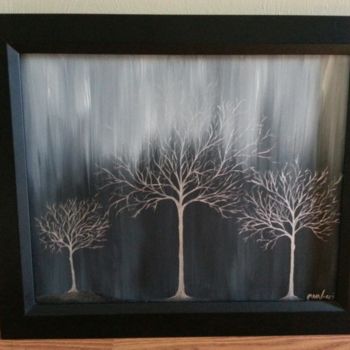 Painting titled "Steel Trees" by Christy Carrithers-Vesci, Original Artwork, Oil
