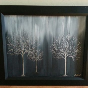 Painting titled "Steel Trees 2" by Christy Carrithers-Vesci, Original Artwork, Oil