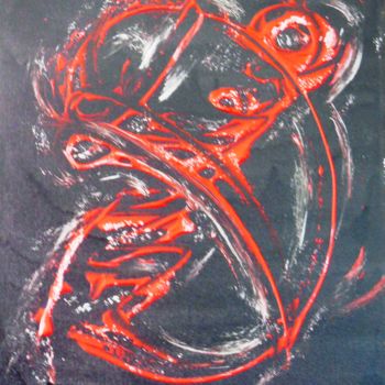 Peinture intitulée "my-prayer-red-black…" par Wakta, Œuvre d'art originale, Acrylique