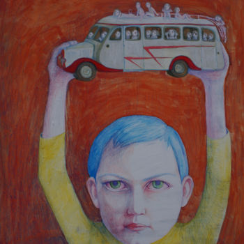Ζωγραφική με τίτλο "Citroën bus U23" από Hanna Chroboczek, Αυθεντικά έργα τέχνης, Ακρυλικό