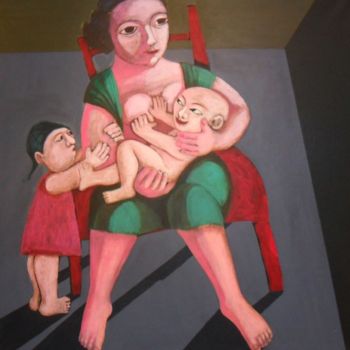 Peinture intitulée "0 L'allaitement, ac…" par Hanna Chroboczek, Œuvre d'art originale