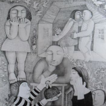 Dibujo titulada "16)Dans un rêve , d…" por Hanna Chroboczek, Obra de arte original