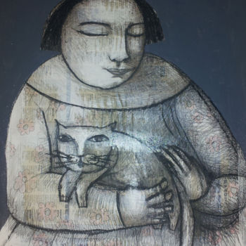 Peinture intitulée "18-une-femme-avec-s…" par Hanna Chroboczek, Œuvre d'art originale