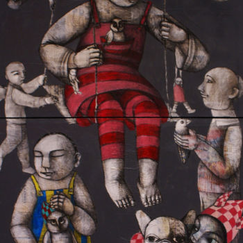 Peinture intitulée "22-sur-la-balancoir…" par Hanna Chroboczek, Œuvre d'art originale