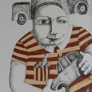 Drawing titled "2-le-petit-mecanici…" by Hanna Chroboczek, Original Artwork