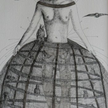 Drawing titled "7-chouette-femme-20…" by Hanna Chroboczek, Original Artwork