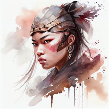 Digital Arts titled "Watercolor Asian Wa…" by Chromatic Fusion Studio, Original Artwork, Watercolor