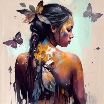 Digitale Kunst getiteld "Powerful Butterfly…" door Chromatic Fusion Studio, Origineel Kunstwerk, Olie