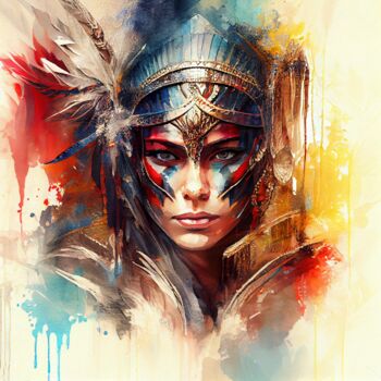 Digital Arts με τίτλο "Powerful Warrior Wo…" από Chromatic Fusion Studio, Αυθεντικά έργα τέχνης, Λάδι
