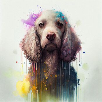Arte digitale intitolato "Watercolor Poodle D…" da Chromatic Fusion Studio, Opera d'arte originale, Acquarello
