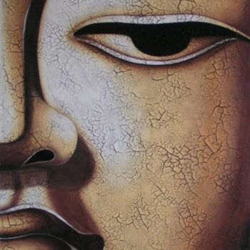 Painting titled "Buddha Doré" by Chrystel Mialet, Original Artwork, Oil