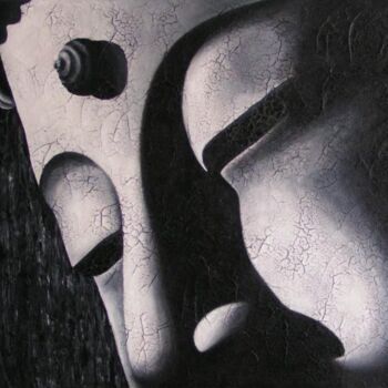 Pintura titulada "Buddha entre ombre…" por Chrystel Mialet, Obra de arte original, Oleo