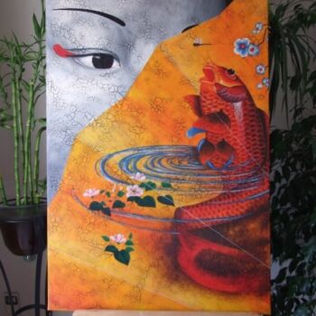 Painting titled "Visite d'atelier 5…" by Chrystel Mialet, Original Artwork