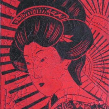 Malerei mit dem Titel "geisha au parapluie" von Chrystel Mialet, Original-Kunstwerk