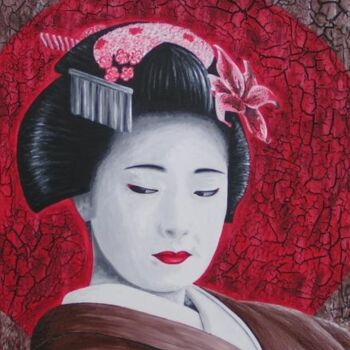 Painting titled "petite geisha rd ro…" by Chrystel Mialet, Original Artwork